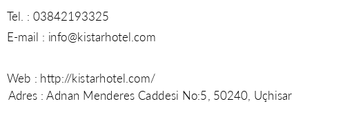 Kstar Cave Hotel telefon numaralar, faks, e-mail, posta adresi ve iletiim bilgileri
